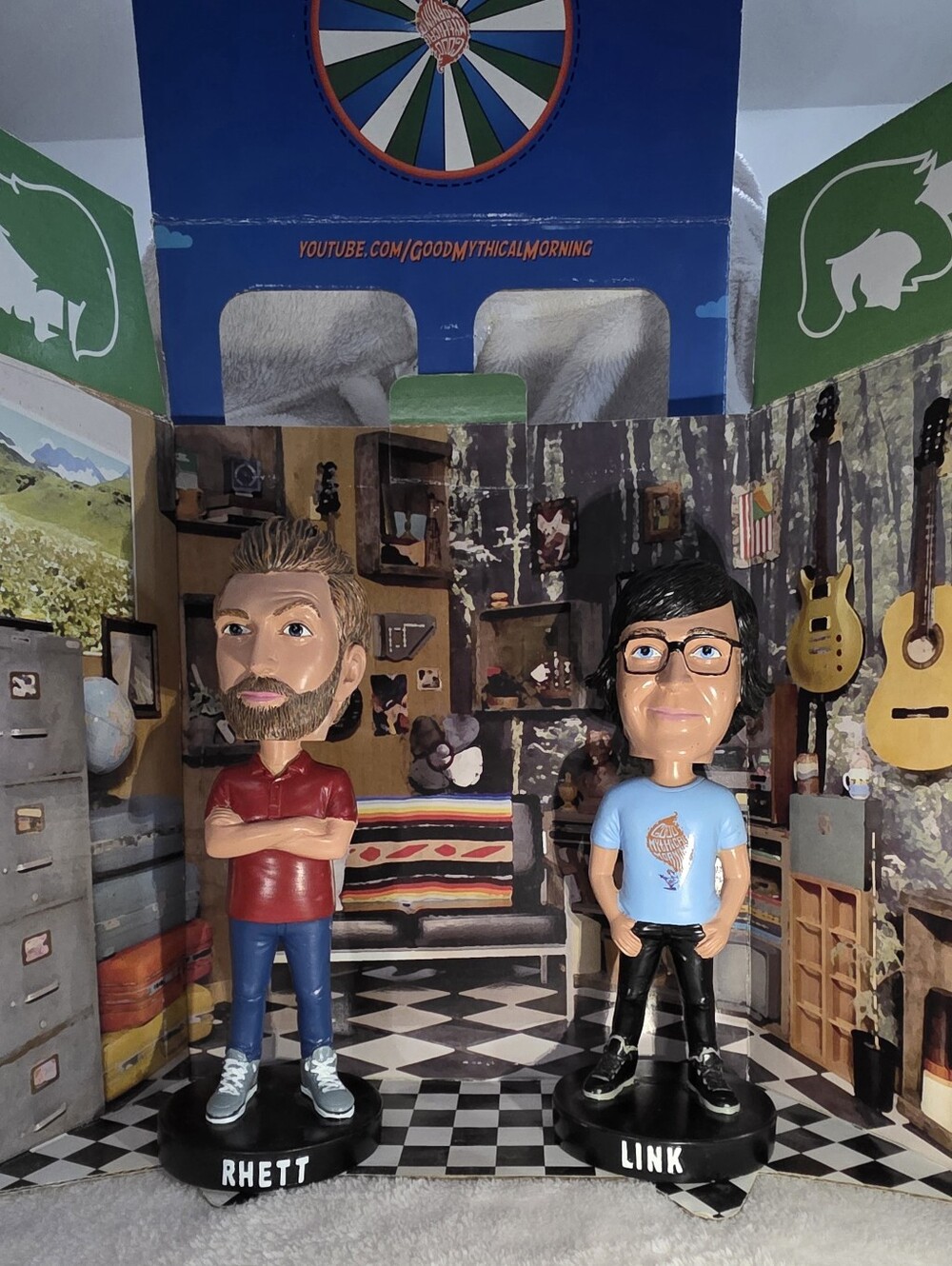 Good Mythical Morning! Rhett & Link Decorative Bobblehead Set - Red & Light Blue